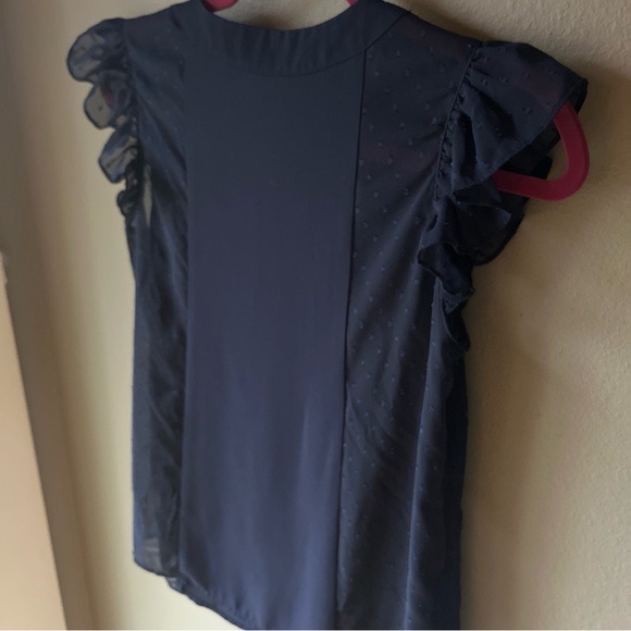 Stella & Dot Maette Women’s Size S Navy Semi Sheer Short Sleeve Blouse - Picture 8 of 10